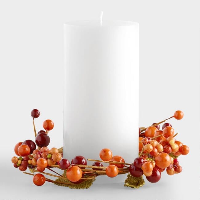 Berry and Burlap Pillar Candle Ring