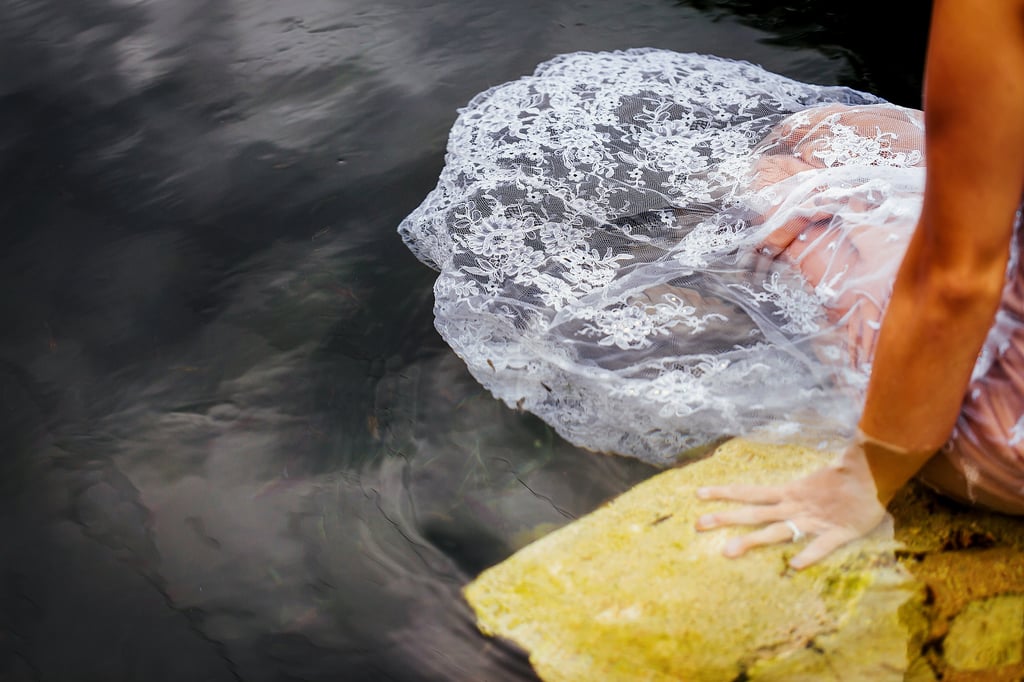 Underwater Trash-the-Wedding-Dress Shoot