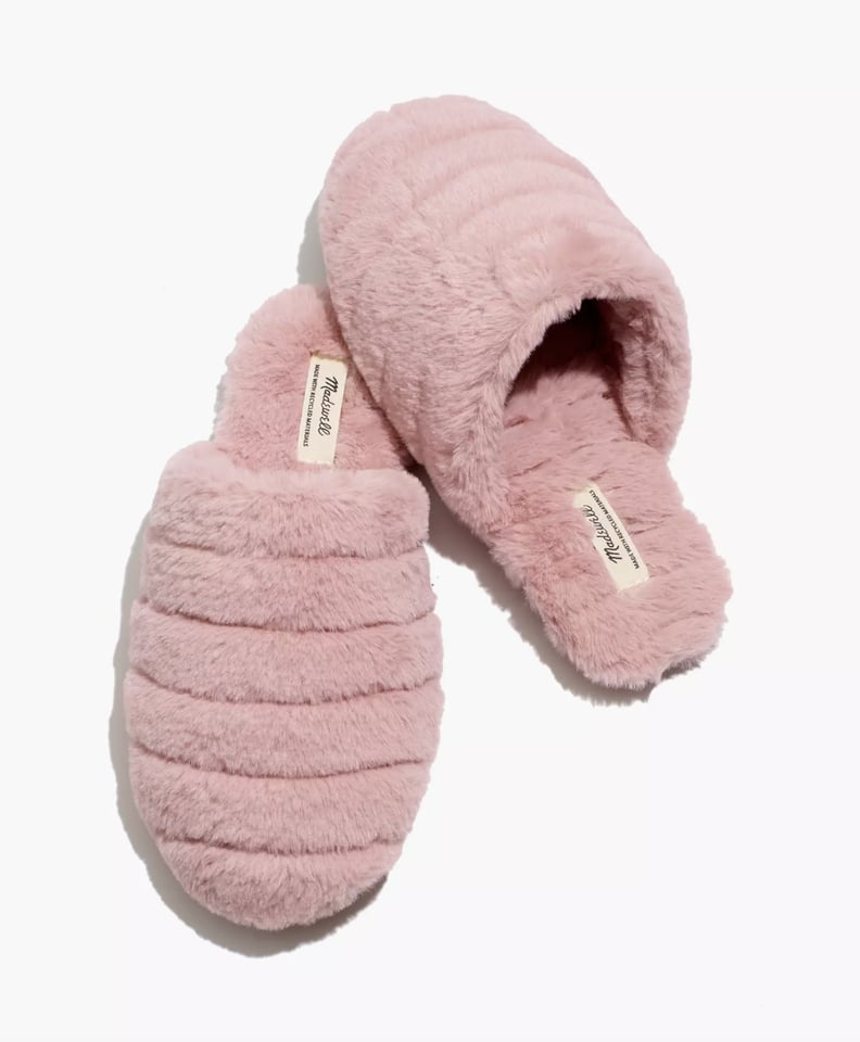 Madewell Quilted Scuff Slippers in Recycled Faux Fur