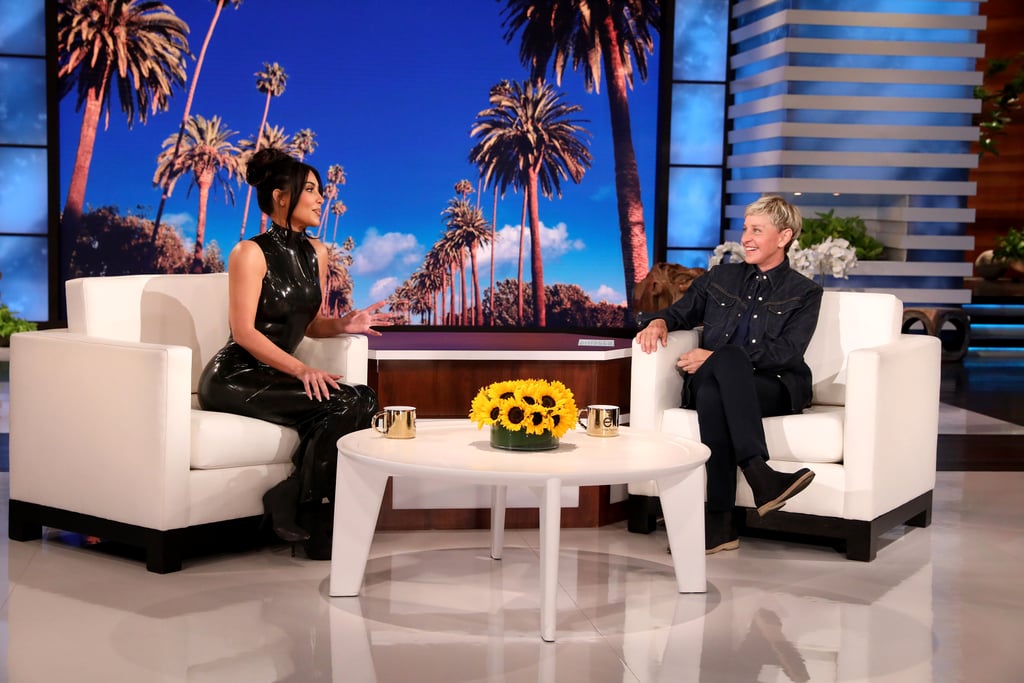 Kim Kardashian Black Latex Dress on The Ellen DeGeneres Show