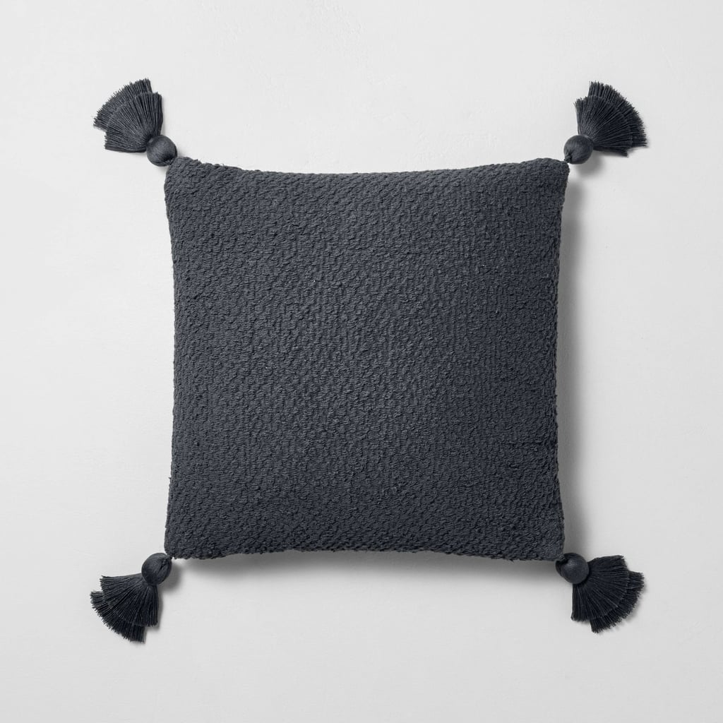 Textured Cotton Tassel Throw Pillow