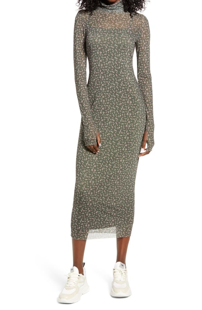 AFRM Shailene Sheer Long Sleeve Dress