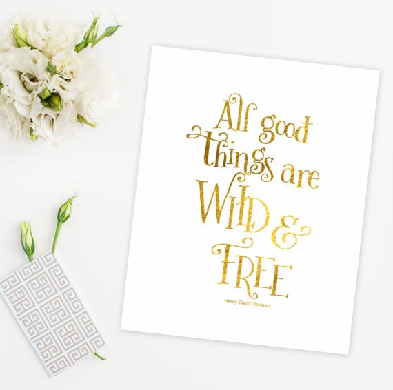framed gold foil quote print