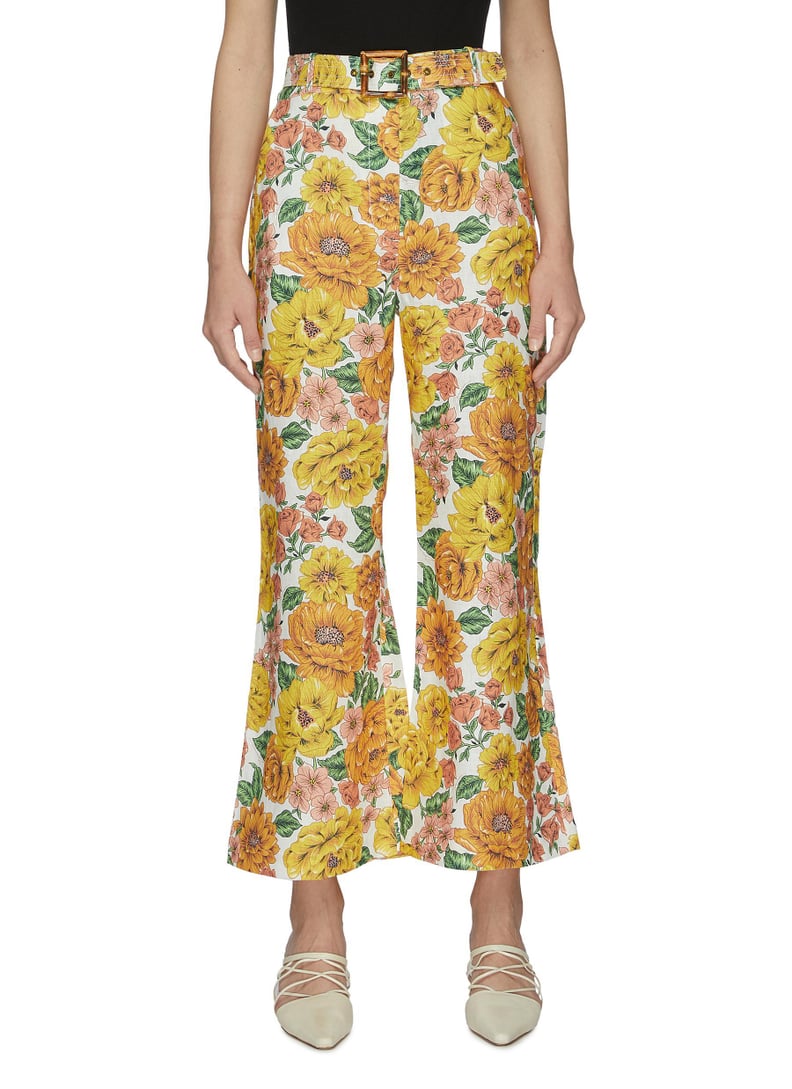 Floral Print Flare Leg Pants