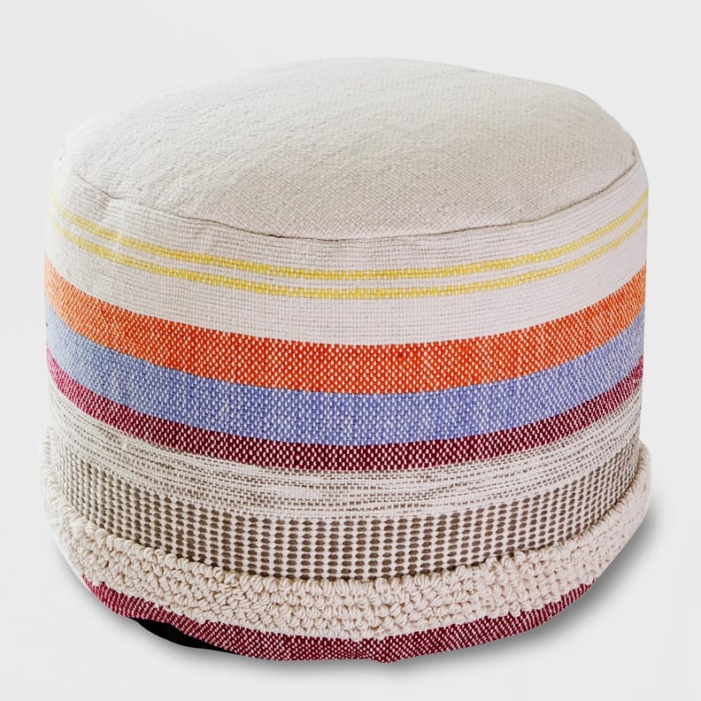 Woven Stripe Outdoor Pouf