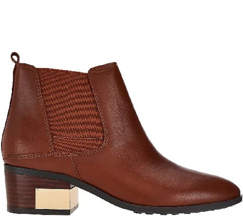 leather stacked heel boots