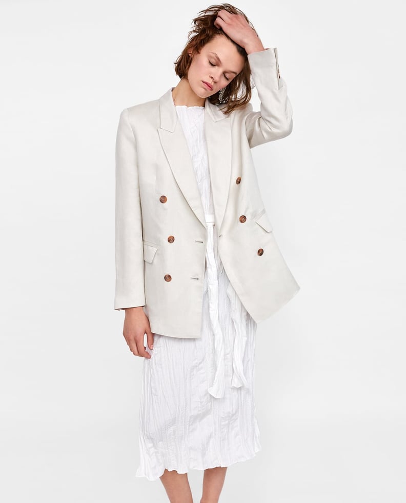 Zara Satin Look Linen Blazer