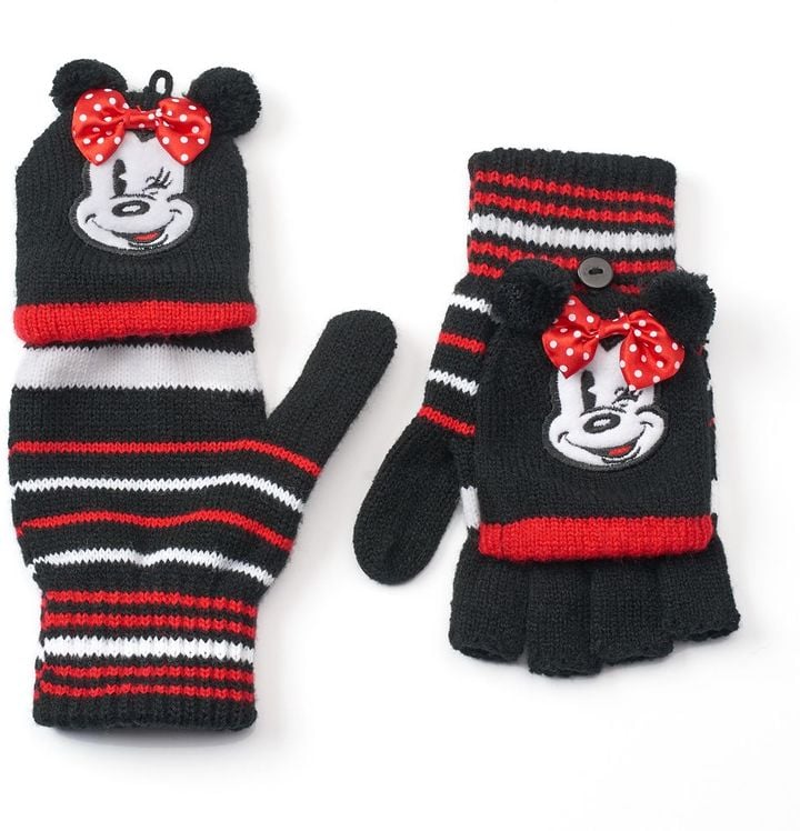 Minnie Mouse Striped Flip-Top Gloves