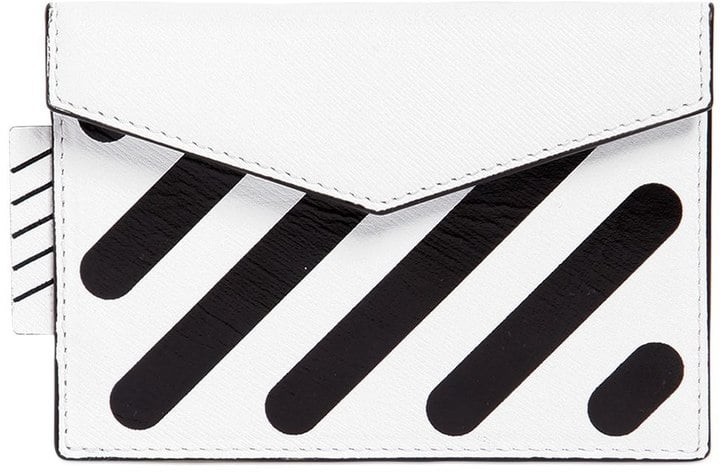 Off-White Off White Diagonal Stripes Leather Card Holder
