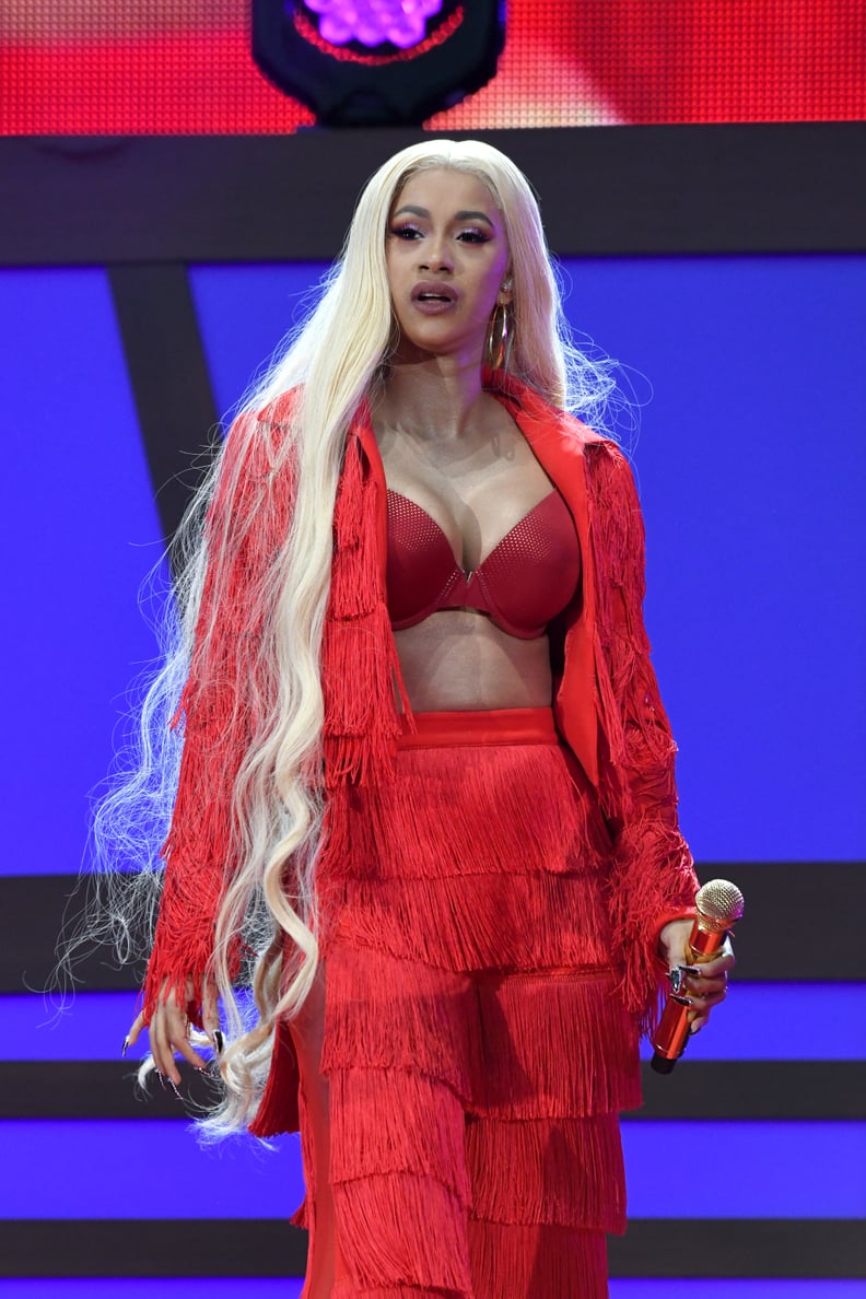 Cardi B's Long Platinum Wig