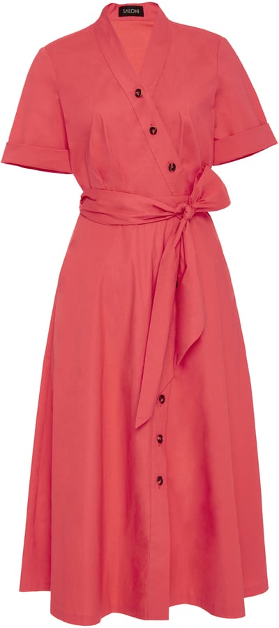 Saloni Asymmetric Cotton Shirt Dress