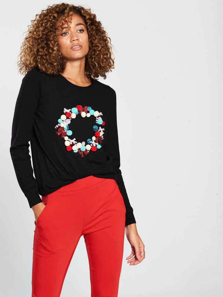 V by Very Pom Pom Christmas Wreath Jumper 35 Adorable