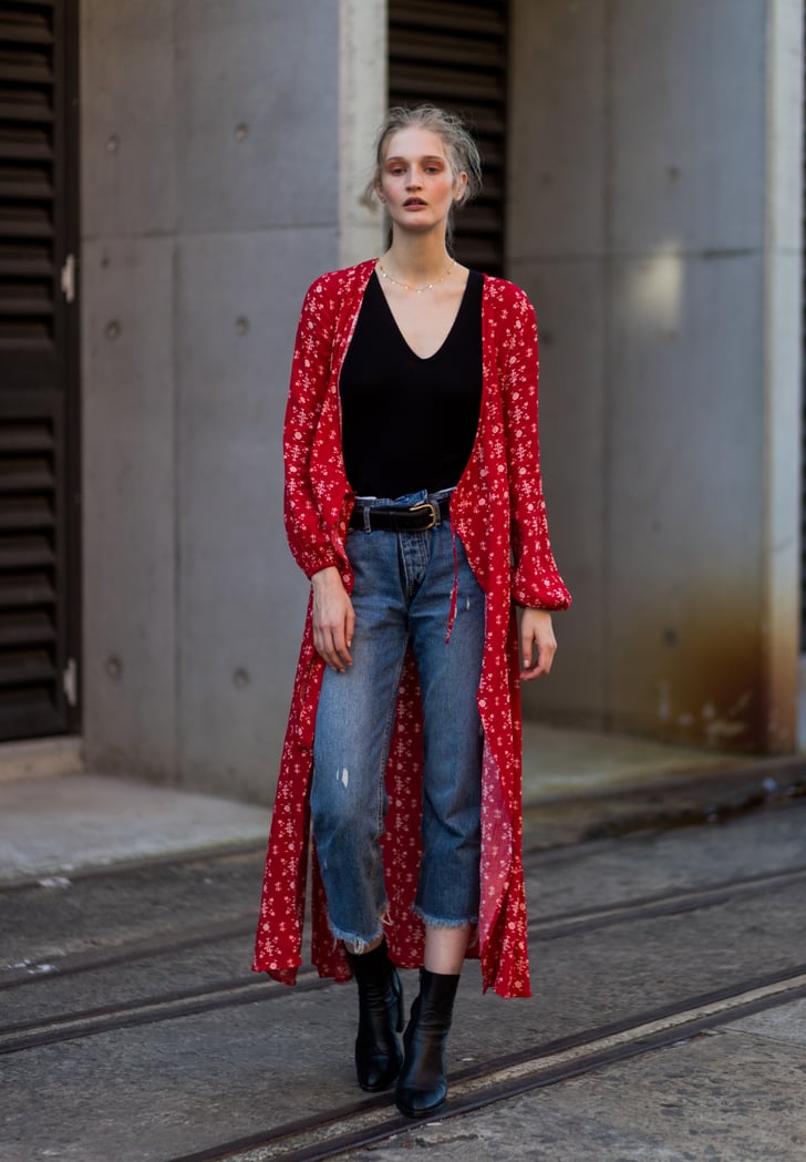 When a wrap dress doubles as a throwonandgo robe coat. Street