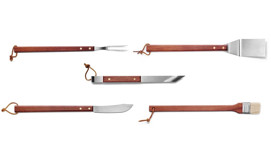 Rosewood and Steel BBQ Set