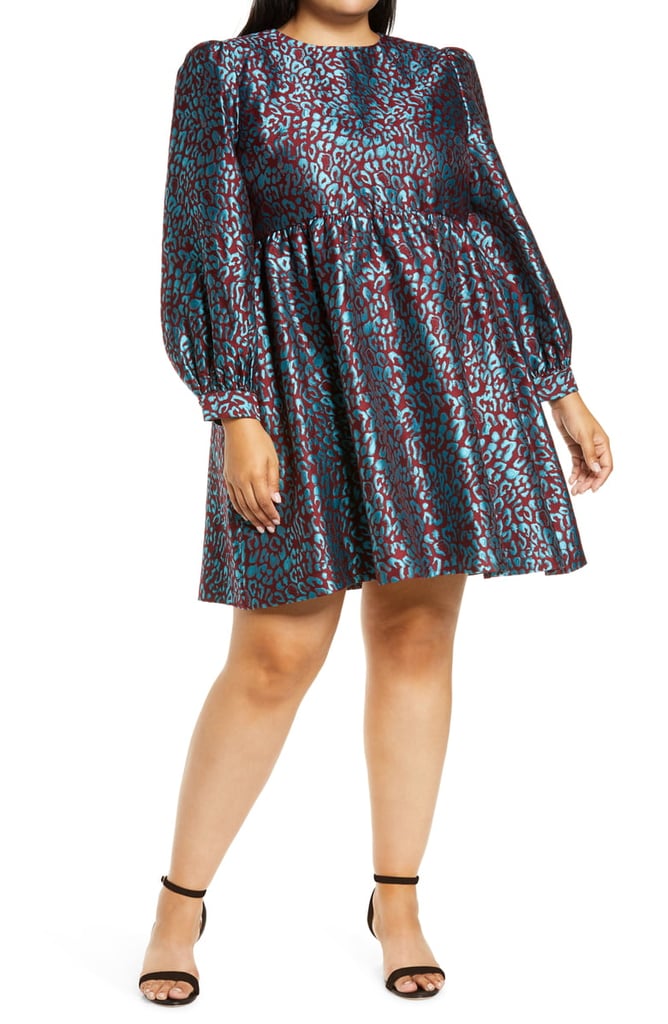 Halogen x Atlantic-Pacific Leopard Jacquard Long-Sleeve Dress