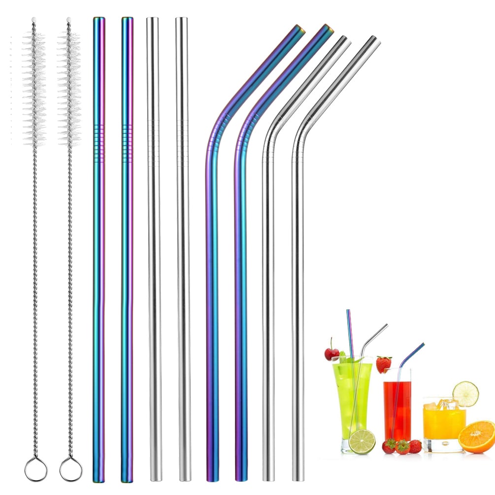 Ten-Piece Drinking Straws With Two Cleaning Brushes