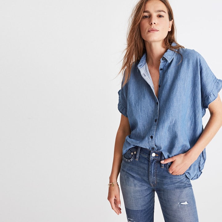 Madewell Indigo Ruffle-Side Shirt | Fall Outfit Ideas From Madewell