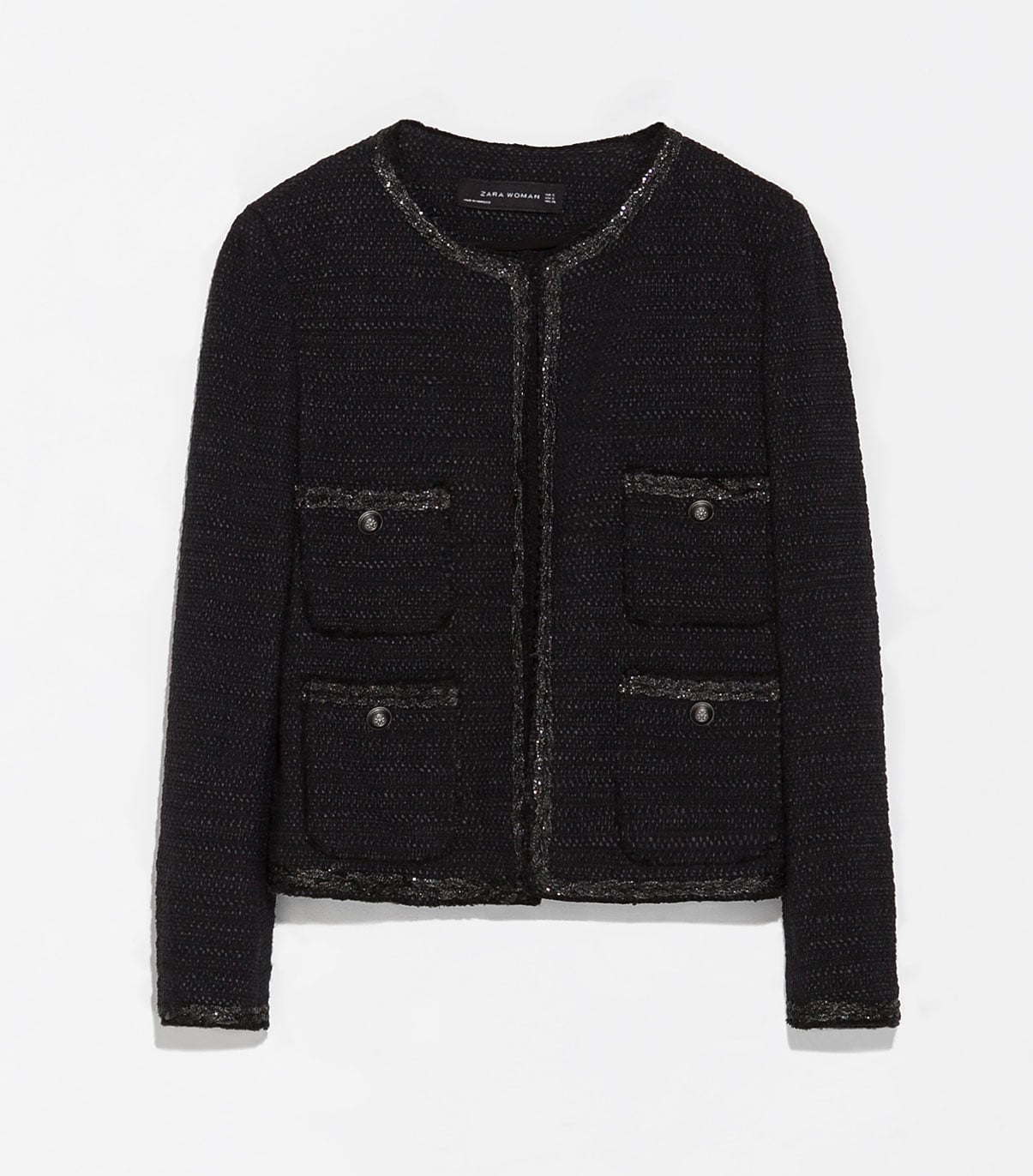 zara black tweed jacket