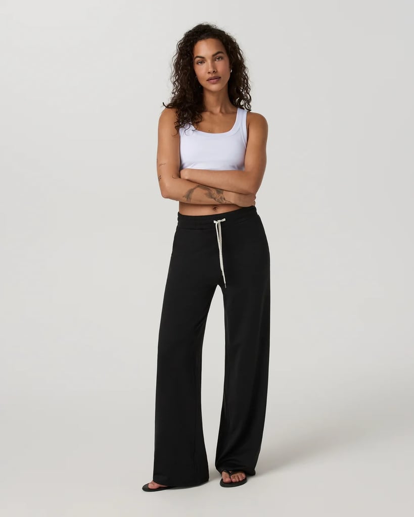 Vuori Halo Essential Wideleg Pant ($118)
Your basic yoga pants walked so these wide-leg pants could run. This bestselling style cinches at the waist and tents out for an exaggerated, baggy look. With maximum comfort in mind, I'd keep these pants in my gym bag for a cozy commute home. If you love the fabric but prefer a tie-less waist, check out the Vuori Halo Easy Wideleg Pant ($118) for similar vibes.
