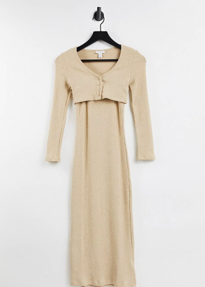 For Fall Adventures: Topshop Petite Fluffy Rib Cardigan Midi Dress