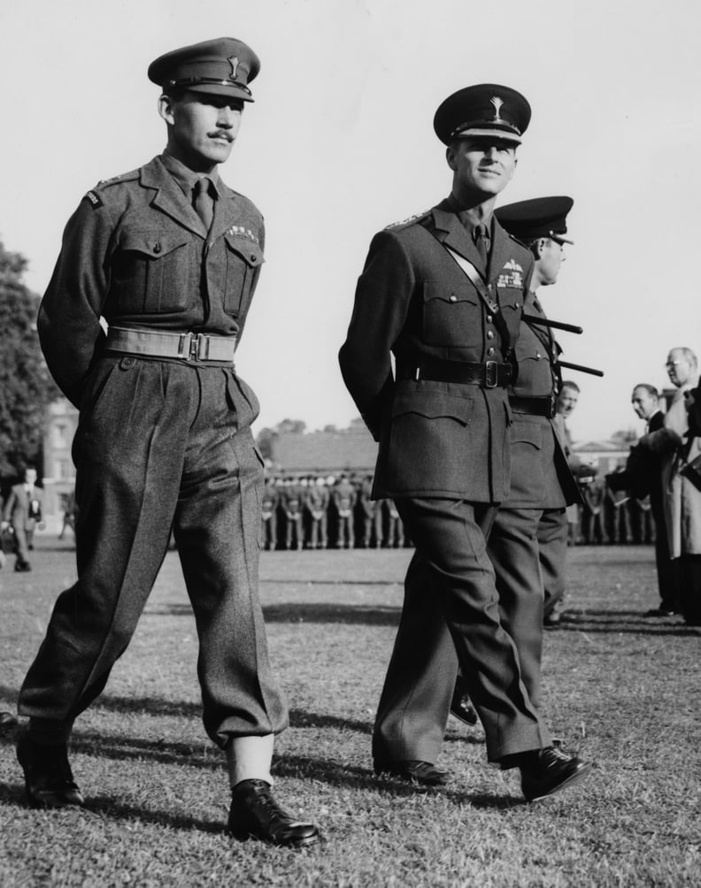 Inspecting the 1st Battalion Welsh Guards in 1953