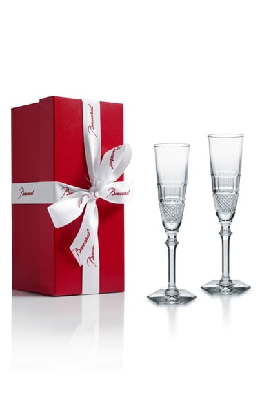 Baccarat Diamant Set of 2 Lead Crystal Champagne Flutes