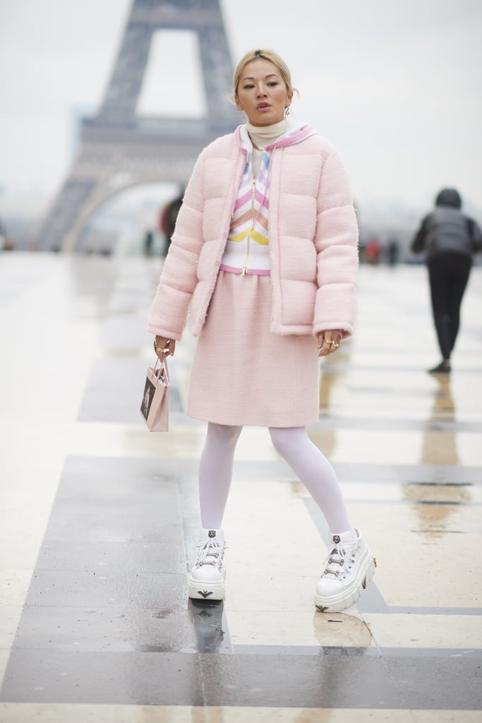 Pink Coat with White Tights Outfits (2 ideas & outfits)