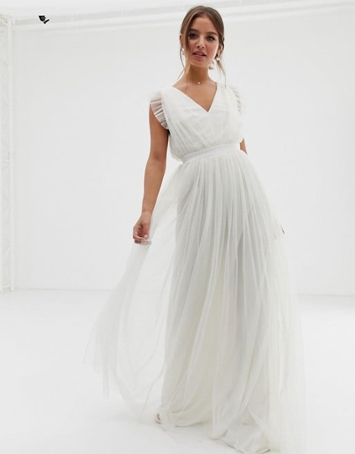 Anaya With Love Tulle Plunge Neck Maxi Dress