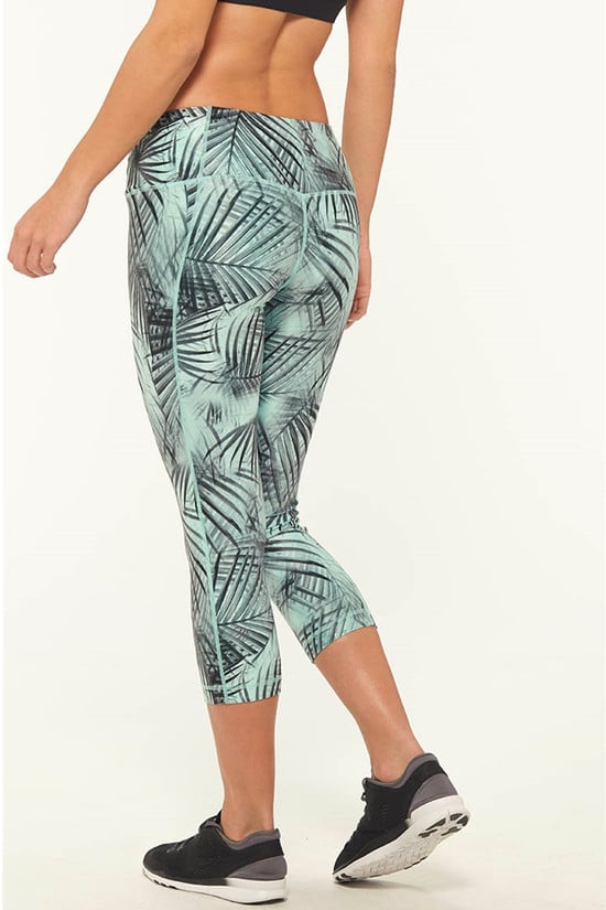Palm-Print Tropical Yoga Pants