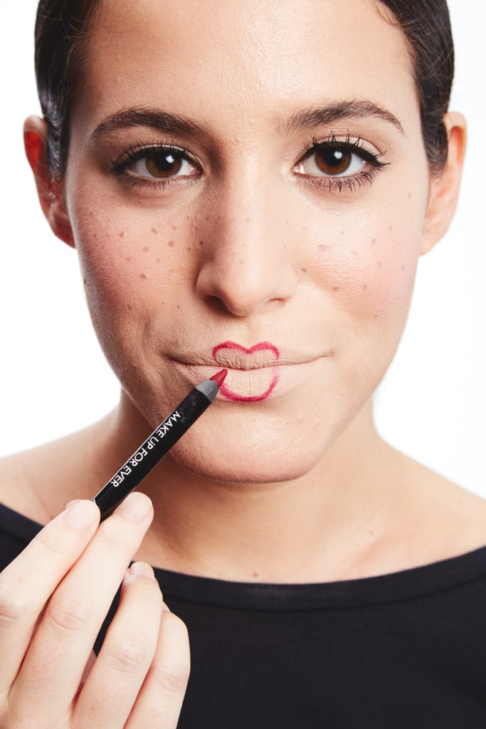 Reshape the new lips and fill in the area with a lip pencil a little darker than the color of your lipstick.