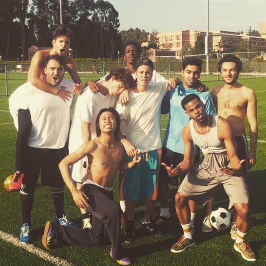 Justin Bieber sweated it out, playing soccer with friends.