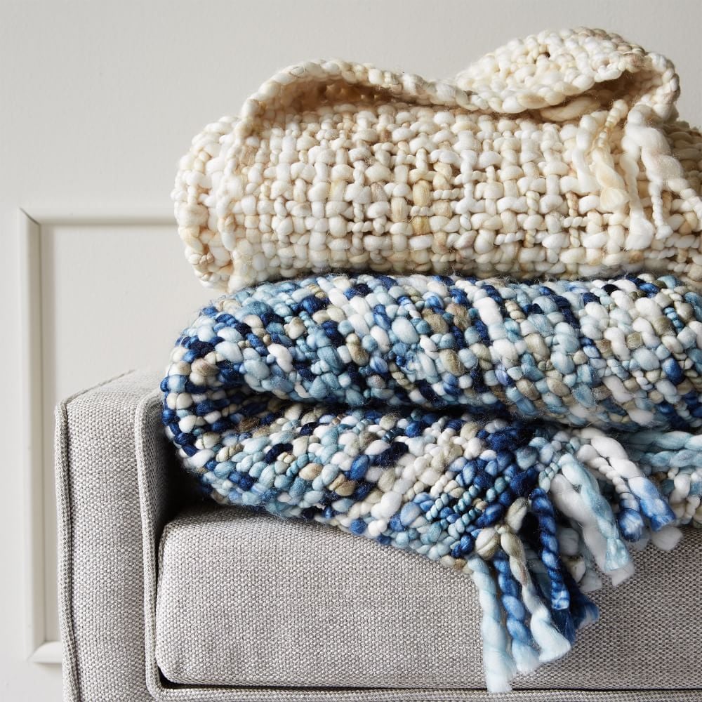 West Elm Marled Basketweave Throw