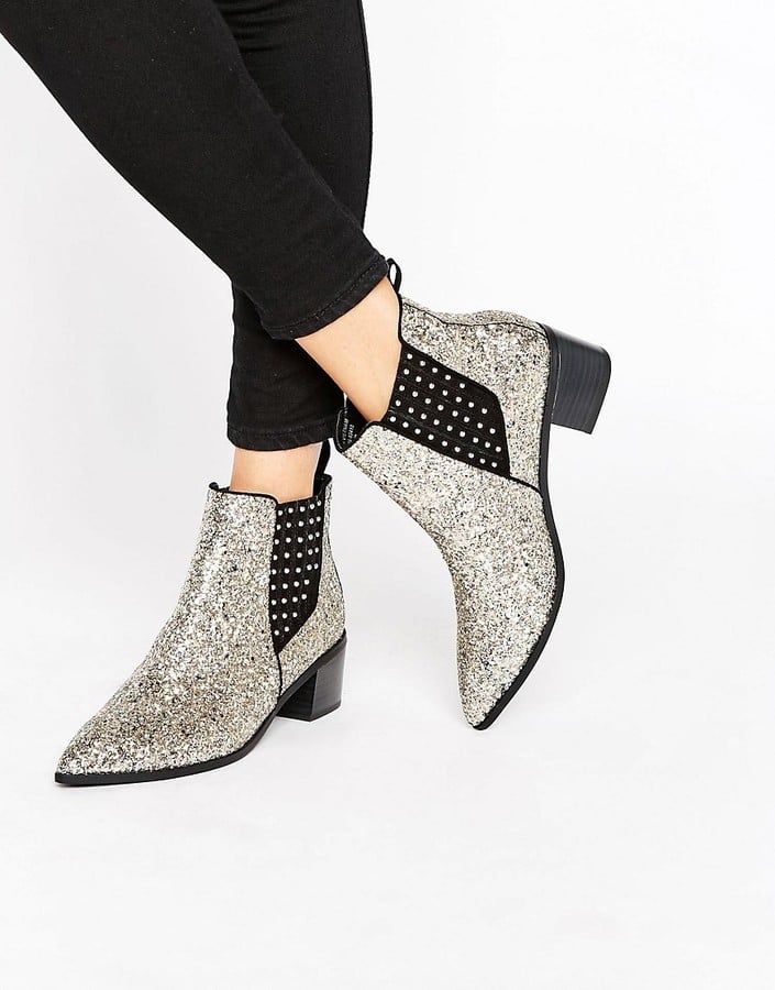 Office Amber Silver Glitter Chelsea Boots