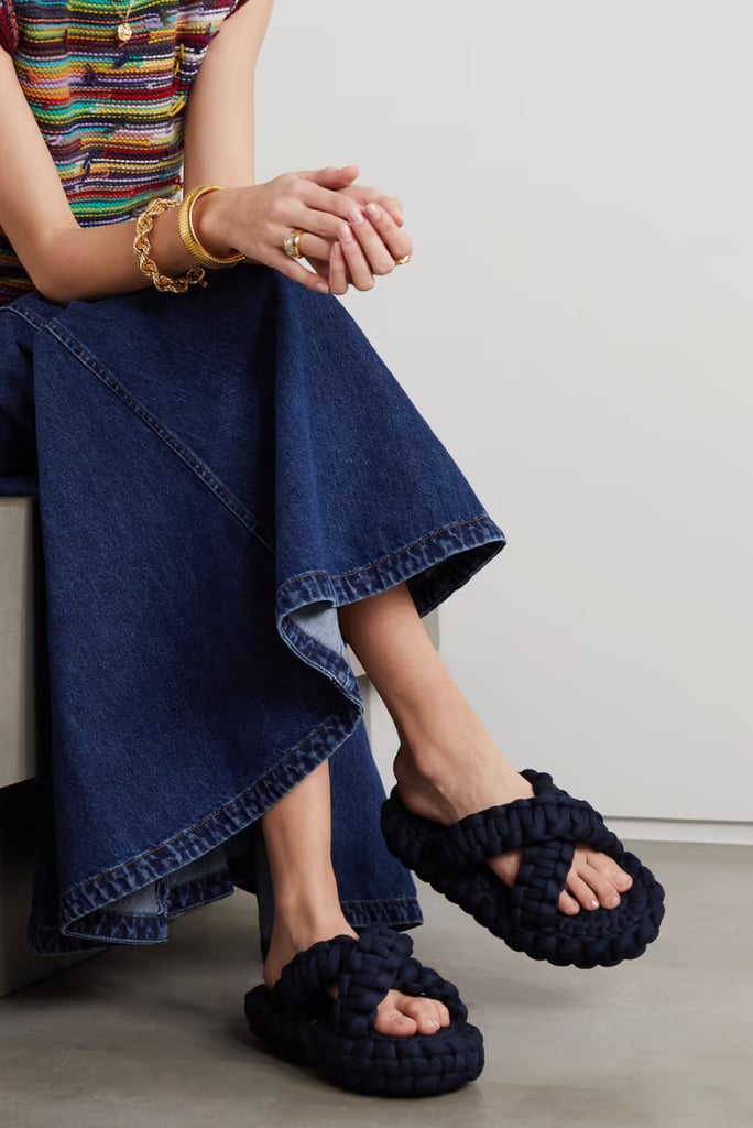 Chloe Kamy Woven Jersey Platform Slides | Navy Clothes and Accessories For Spring | POPSUGAR 
