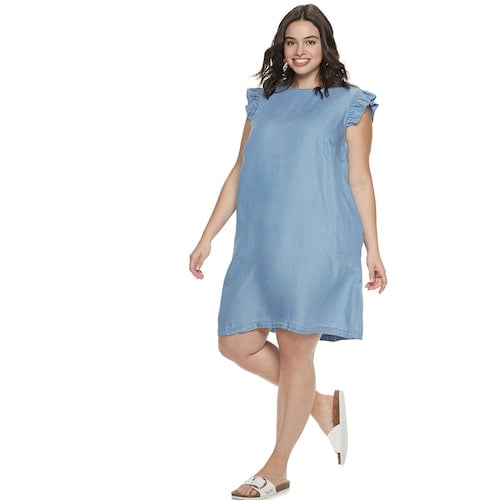 plus size ruffle sleeve dress