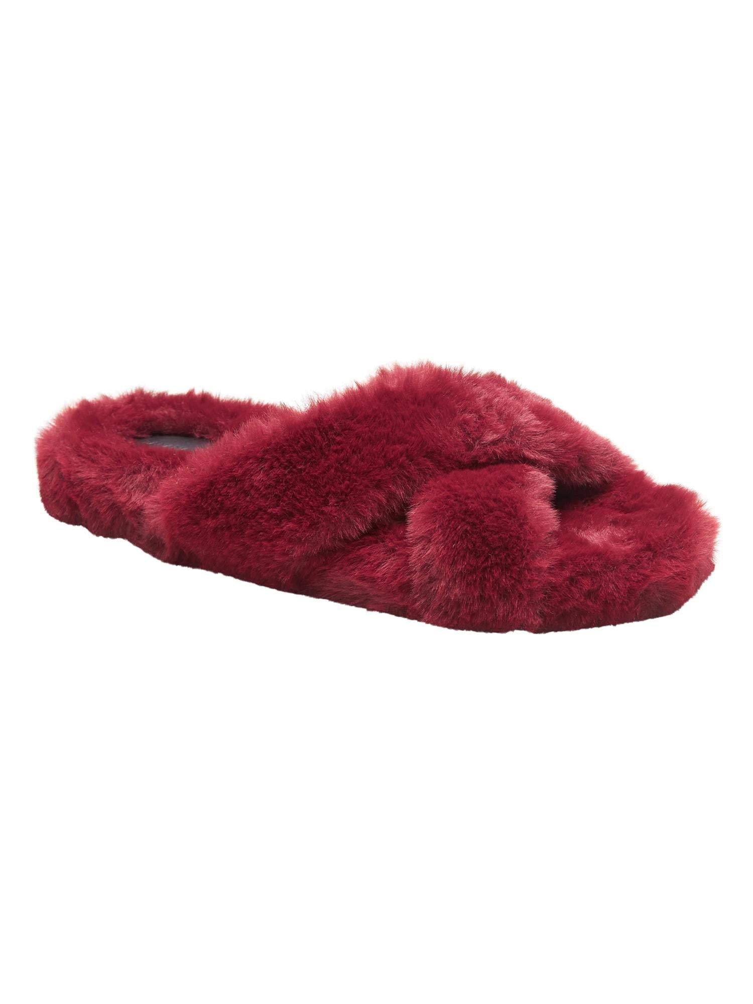 Red faux hotsell fur slides