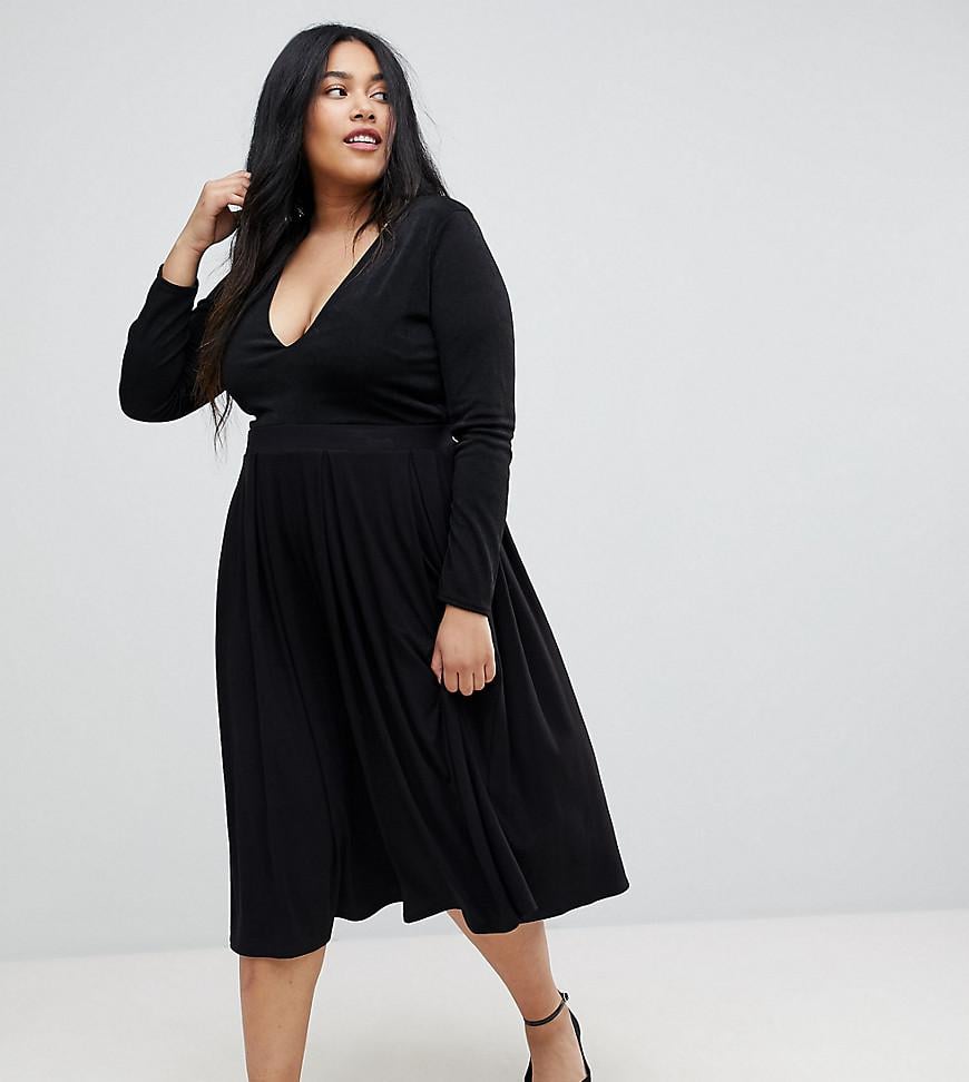 ASOS Design Curve Midi Skirt With Box Pleats