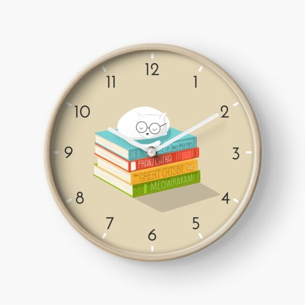 A Cute Clock: Redbubble Cat Loves Books Clock by cartoonbeing