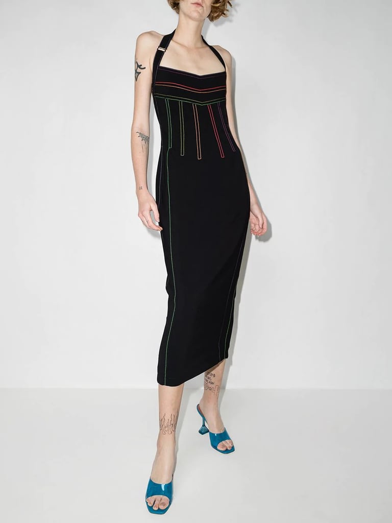 Structured and Sexy: Christopher John Rogers Contrast-Stitching Halterneck Dress
