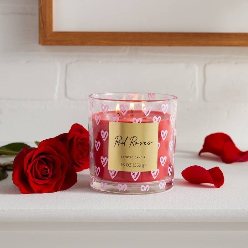 A Romantic Candle: Threshold 13oz Valentine's Glass Jar Candle with Lid Red Roses