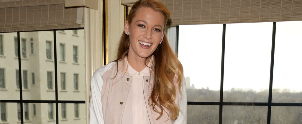 Blake Lively Wearing a Pink Jacket and Skirt