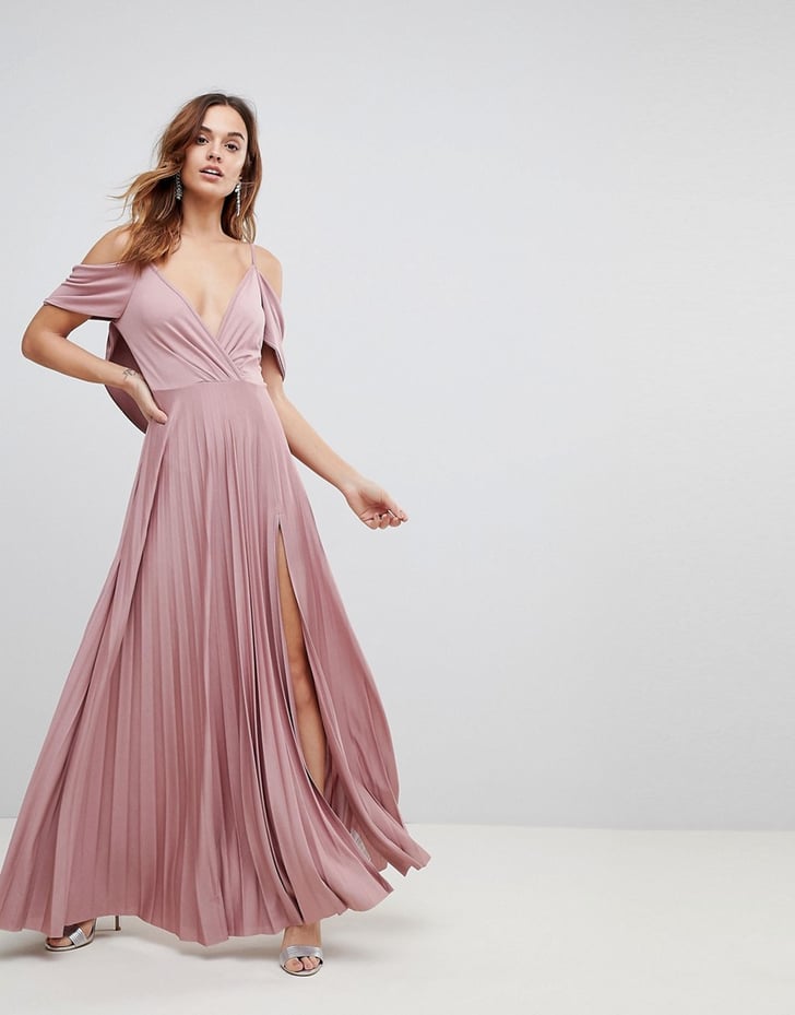 ASOS Cold Shoulder Cowl Back Pleated Maxi Dress These ASOS
