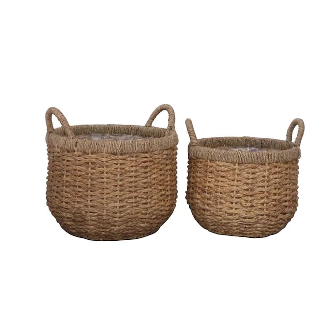 A Neutral Planter: Allen + Roth 2-Pack Natural Wicker Planter
