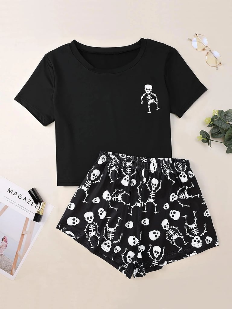 Skeleton Print Pajama Set