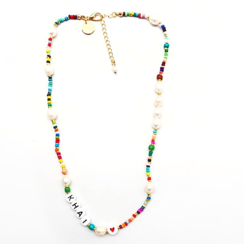 For a Beaded Style: The Sis Kiss Custom Rainbow and Pearl Beaded Necklace