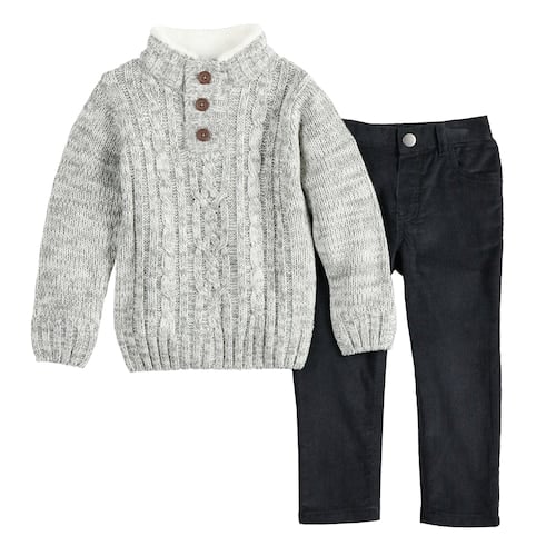 Little Lad Cable Knit Sweater & Corduroy Pants Set