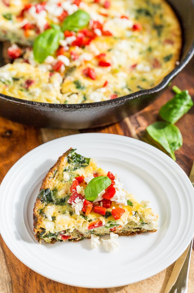 Roasted Red Pepper Frittata With Feta and Spinach Frittata Recipes