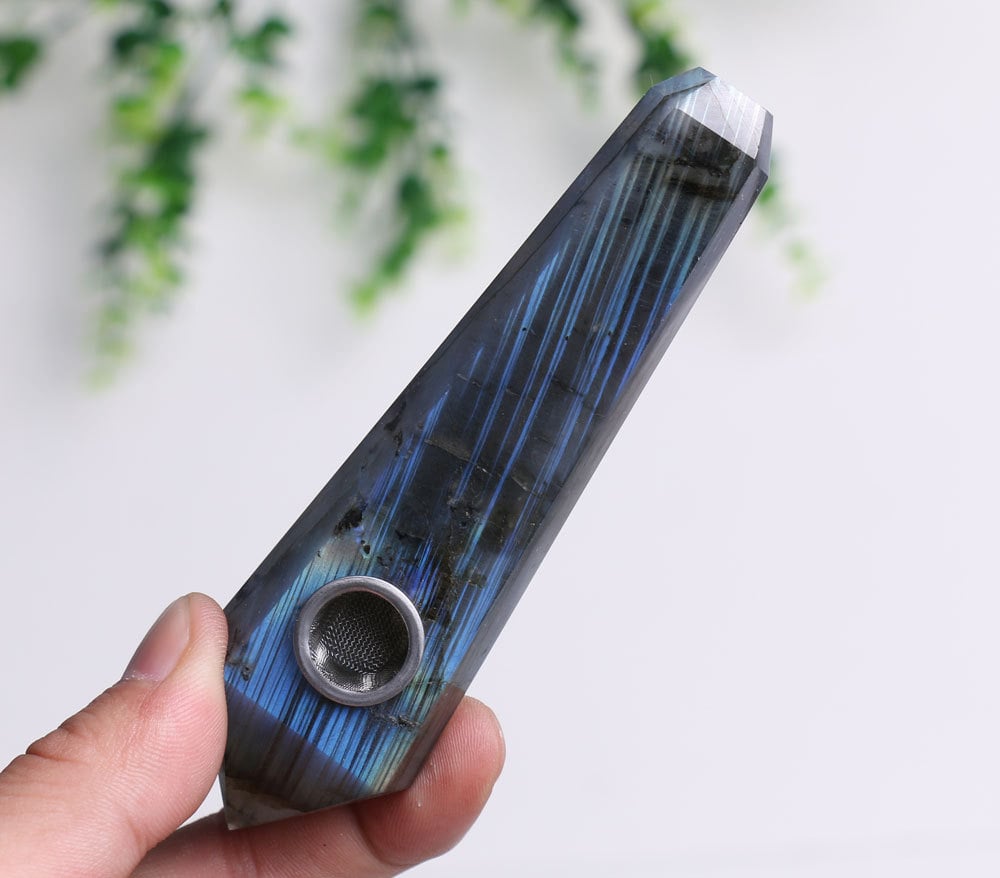 Natural Labradorite Crystal Pipe ($40)