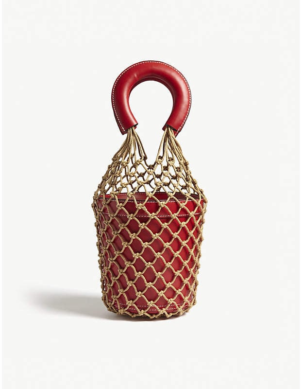 Staud Moreau Macramé and Leather Bucket Bag