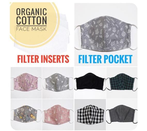 Washable Organic Face Mask with Filter Pocket